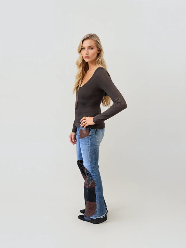 Essential Long Sleeve Scoop Top – Cocoa Brown