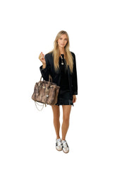 Luxe Cowhide Tote – Statement Carryall with Chain Detail