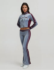 Archive 27 Women’s Velour Tracksuit Set – Silver &amp; Burgundy