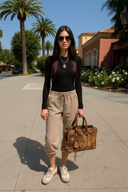 Vintage Luxe Cowhide Tote – Statement Carryall with Chain Detail