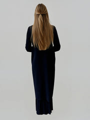 Luxe Beaded Maxi Cardigan – Black with Silver Embellishment