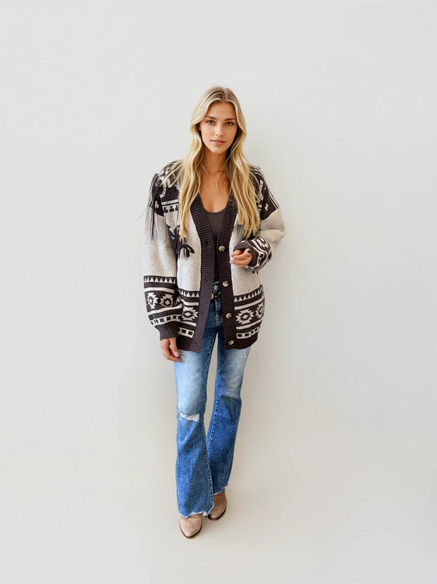 Western Rider Chocolate Knit Cardigan – Malibu Road Exclusive