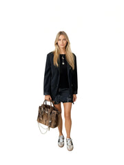 Luxe Cowhide Tote – Statement Carryall with Chain Detail