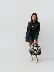 Monochrome Cowhide Statement Bag – Bold and Modern