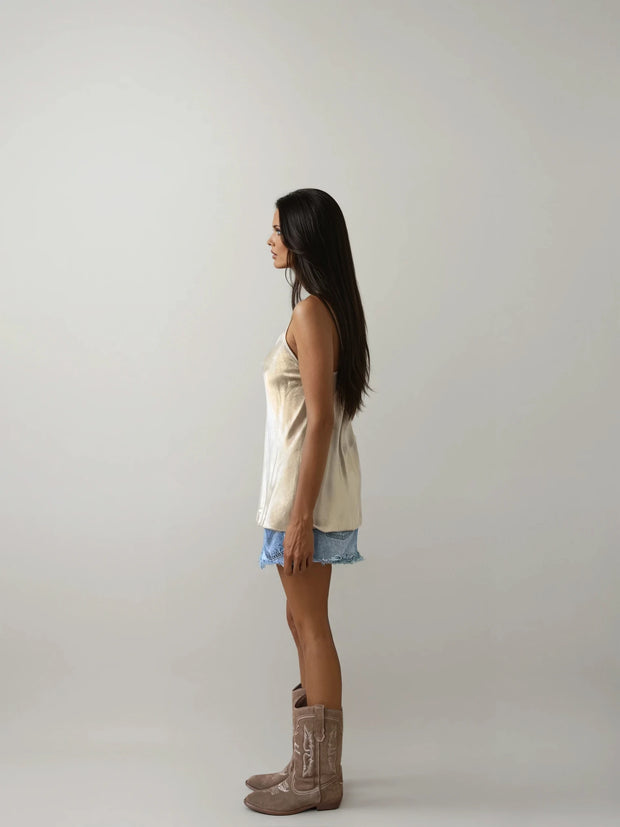 Champagne Satin Camisole – Effortless Glam with a Golden Glow