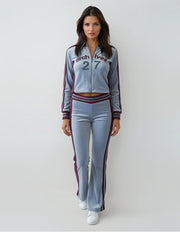 Archive 27 Women’s Velour Tracksuit Set – Silver &amp; Burgundy