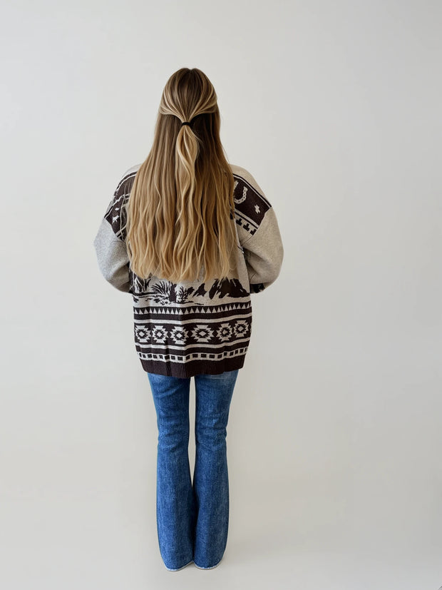 Western Rider Chocolate Knit Cardigan – Malibu Road Exclusive