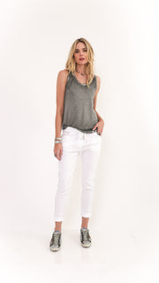 Flora Tank With Silver Edge Trim