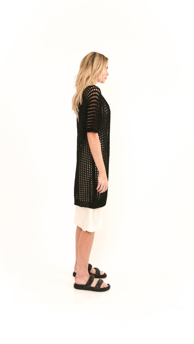 Crystal Crochet Cardigan Black with Star