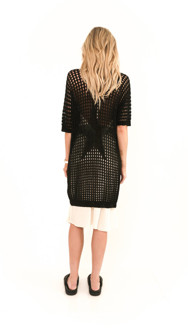 Crystal Crochet Cardigan Black with Star