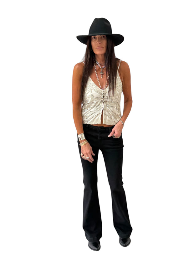 Rowen White Silver Sequin Top – Perfect for a Glam Night Out or Elegant Evening In