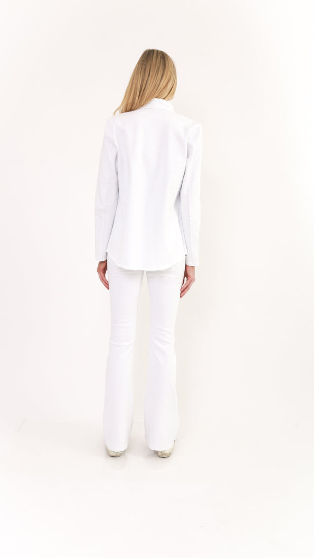 Iris White Raw Edge Blazer