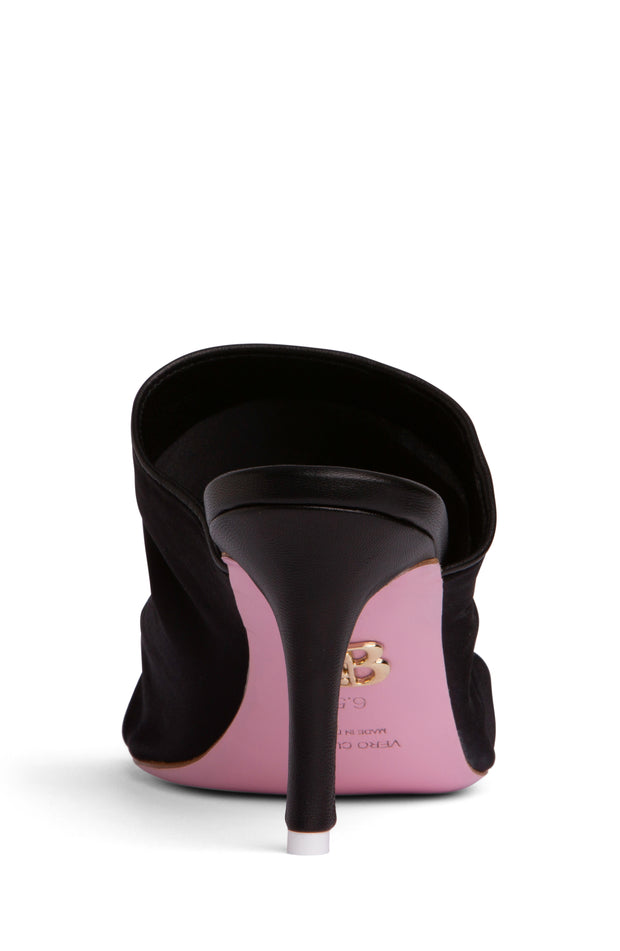 Black Stretch Satin Slide – Effortless Elegance with Italian Craft