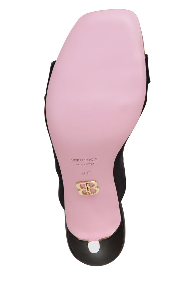 Black Stretch Satin Slide – Effortless Elegance with Italian Craft