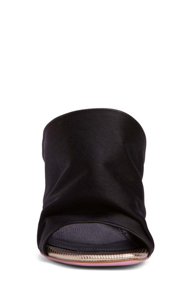 Black Stretch Satin Slide – Effortless Elegance with Italian Craft