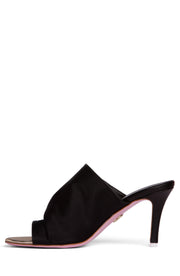 Black Stretch Satin Slide – Effortless Elegance with Italian Craft