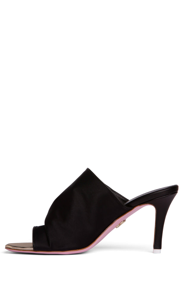 Black Stretch Satin Slide – Effortless Elegance with Italian Craft