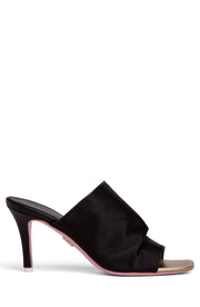 Black Stretch Satin Slide – Effortless Elegance with Italian Craft