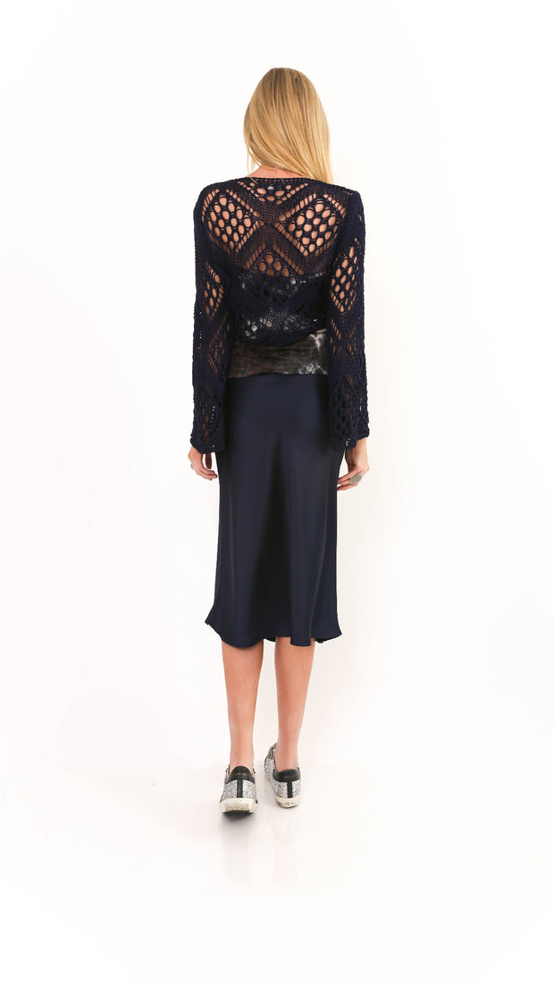 Dawn Long Sleeve Black Short Cardigan