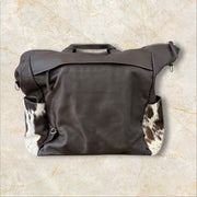 Brown Leather Cowhide Travel Tote – Convertible Shoulder, Backpack & Handheld Bag