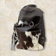 Brown Leather Cowhide Travel Tote – Convertible Shoulder, Backpack & Handheld Bag
