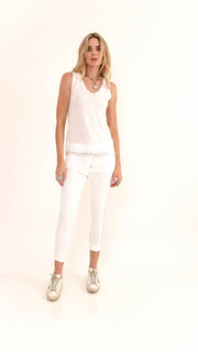 Skye White Crystal Jogger With Side Detail