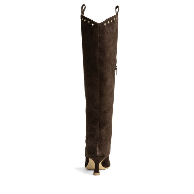 Grommet Knee-High Boot – Brown Suede