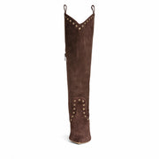 Grommet Knee-High Boot – Brown Suede