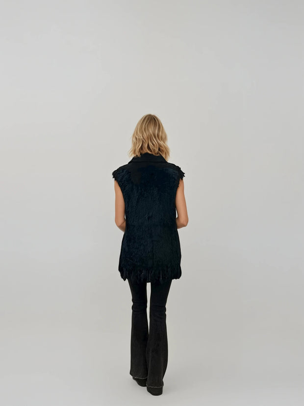Malibu Road Black Rabbit & Fox Fur Vest