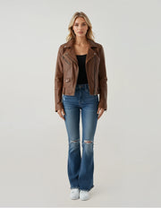 Classic Expresso Brown Leather Moto Jacket – Malibu Road