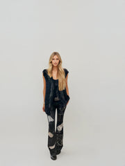 Malibu Road Black Rabbit & Fox Fur Vest