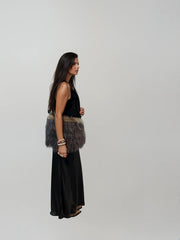 Malibu Road Mongolian Lamb, Fox &amp; Rabbit Fur Vest – Black, Grey &amp; Beige