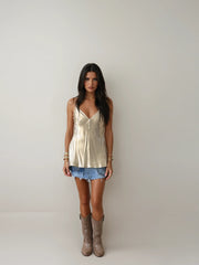 Champagne Satin Camisole – Effortless Glam with a Golden Glow