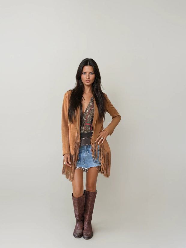 Dakota Fringe Suede Jacket – Western-Inspired Luxe with a Rock ’n’ Roll Twist