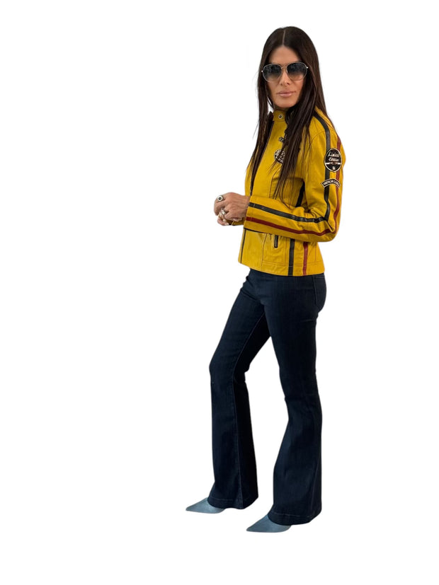 Yellow Leather Racer Jacket