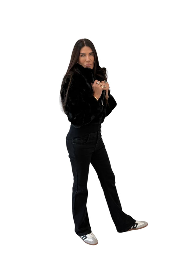 Duncan Black Faux Fur Jacket – Luxurious Faux Fur Short Jacket for Women | Malibu Roa